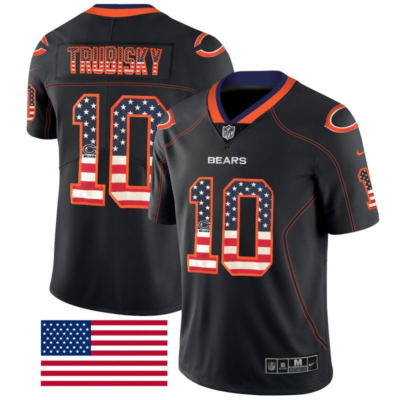 Men Chicago Bears #10 Trubisky Nike USA Flag Fashion Black Color Rush Limited NFL Jerseys->chicago bears->NFL Jersey